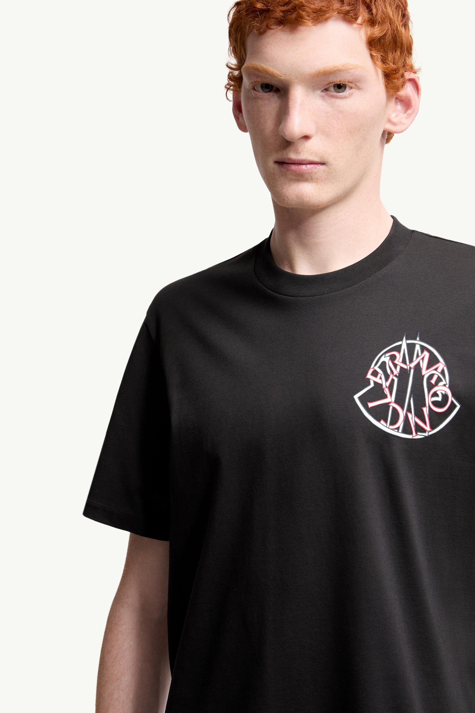 Moncler Overlapped Logo Cotton T-Shirt Black Black