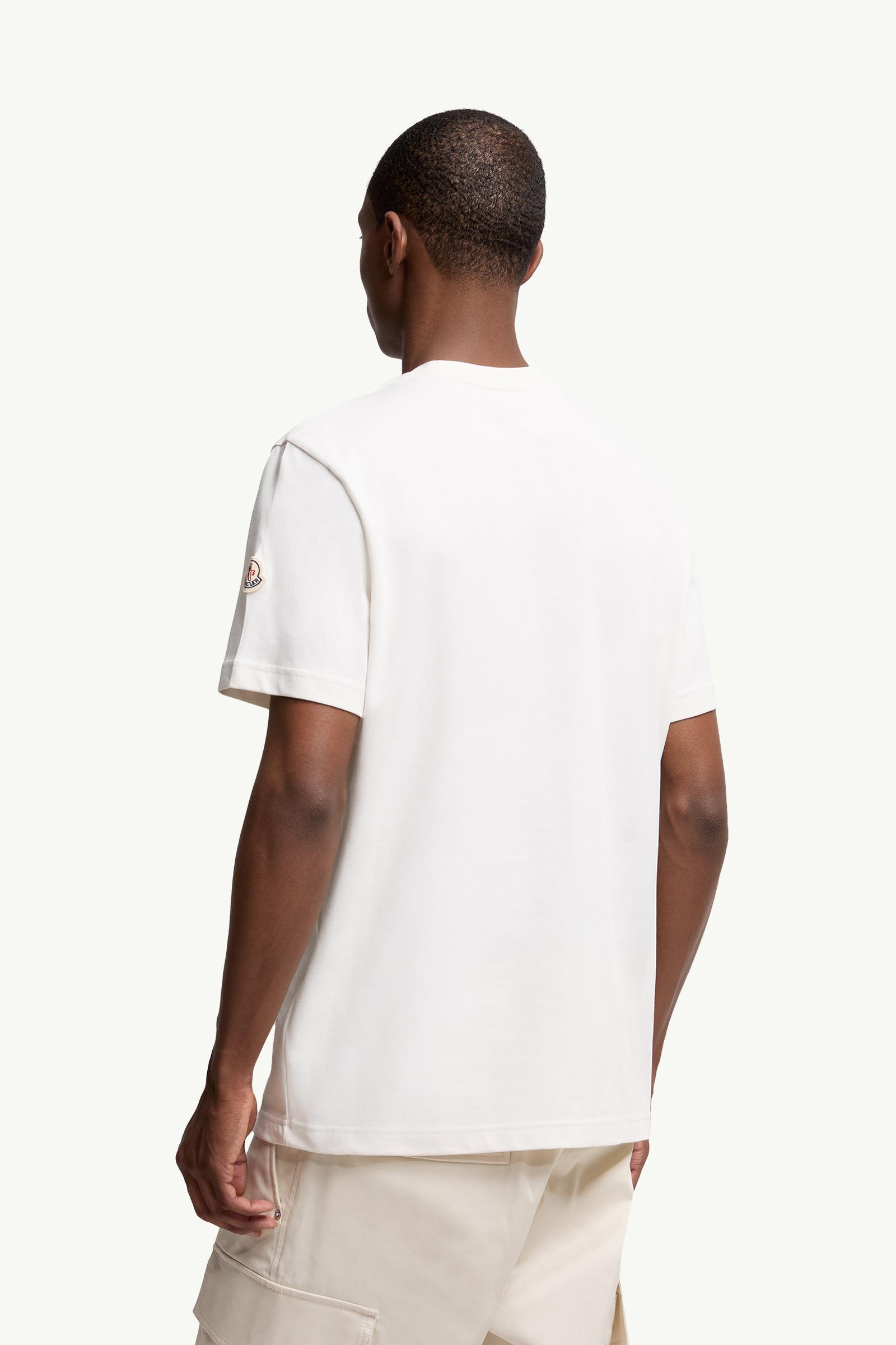 Moncler Embroidered Tricolor Logo Cotton T-Shirt White White