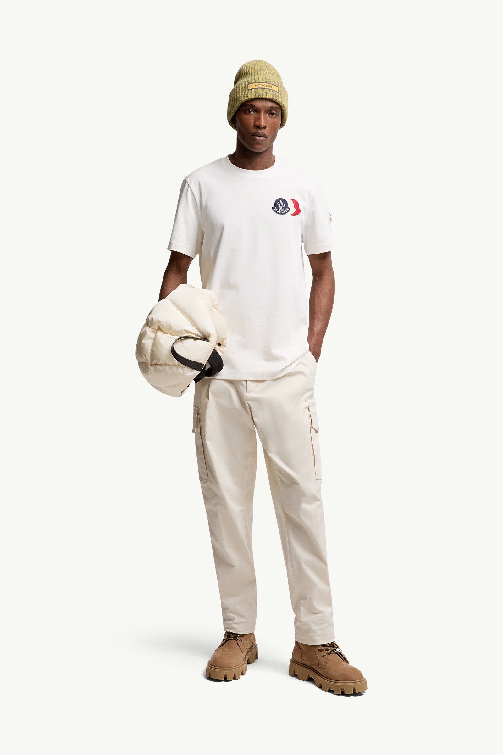 Moncler Embroidered Tricolor Logo Cotton T-Shirt White White