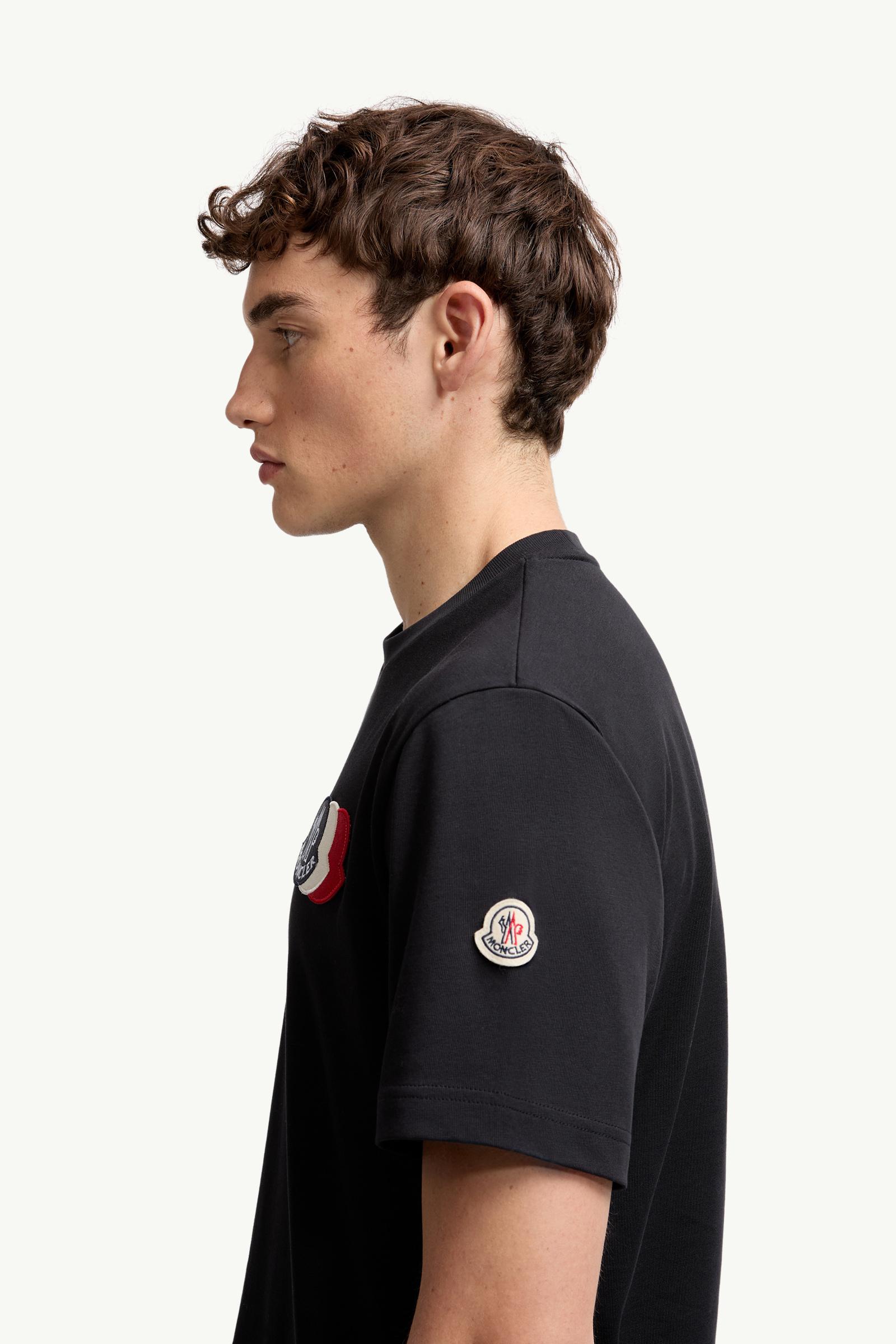 Moncler Embroidered Tricolor Logo Cotton T-Shirt Navy Blue Navy Blue