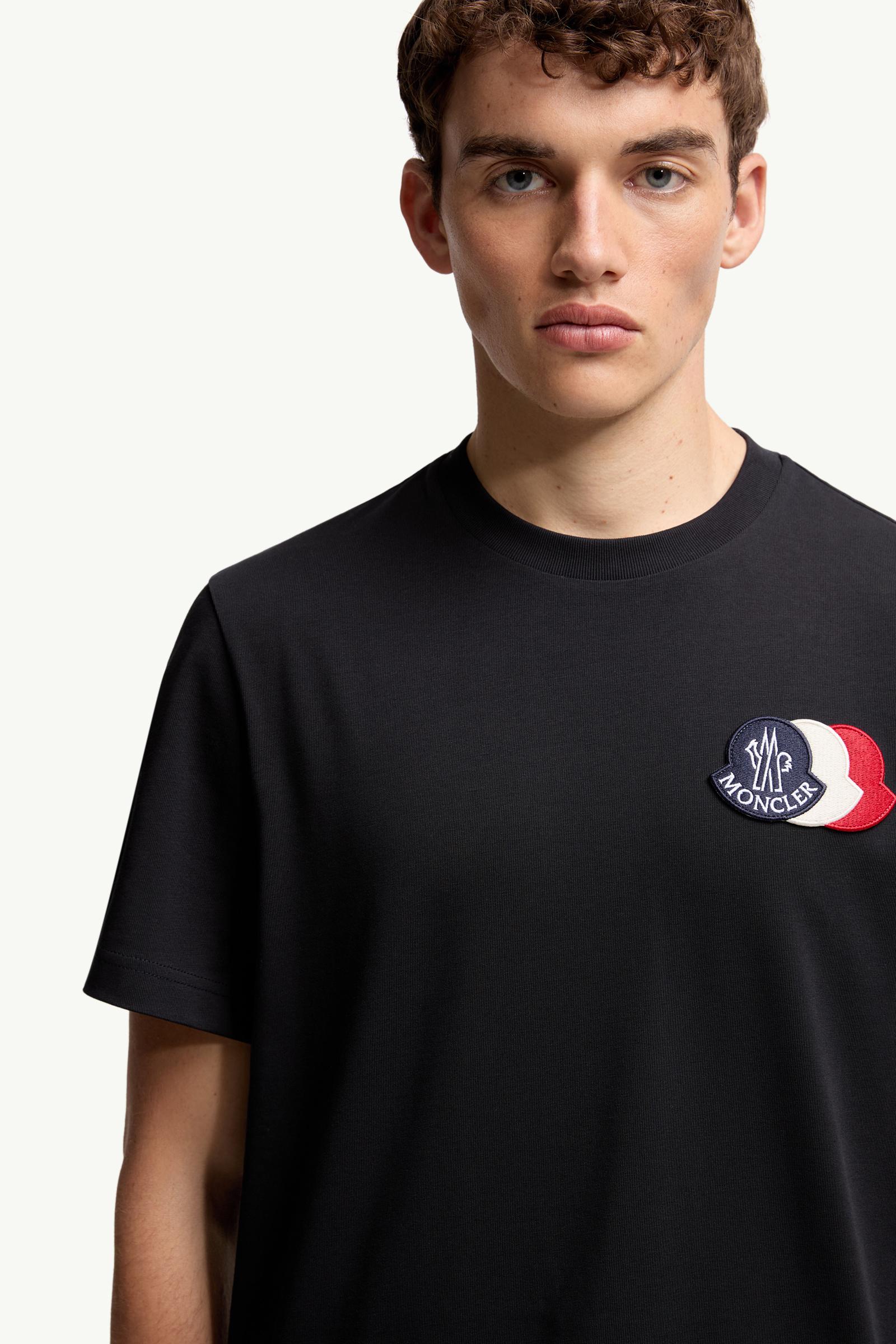 Moncler Embroidered Tricolor Logo Cotton T-Shirt Navy Blue Navy Blue