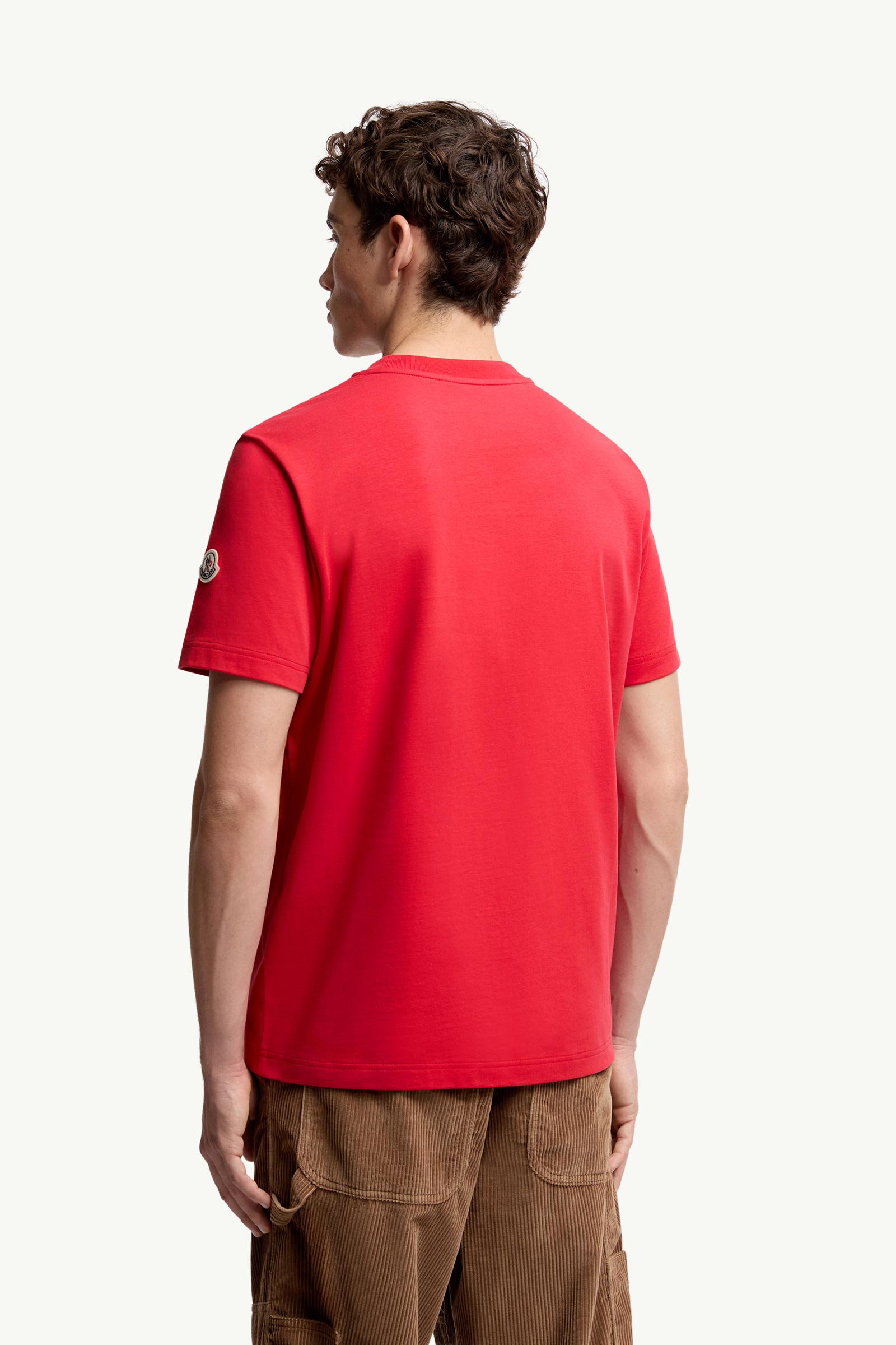 Moncler Logo Cotton T-Shirt Coral Red Coral Red