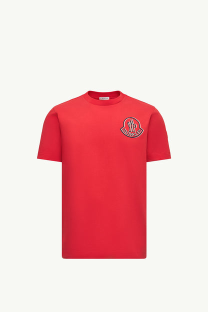 Moncler Logo Cotton T-Shirt Coral Red Coral Red
