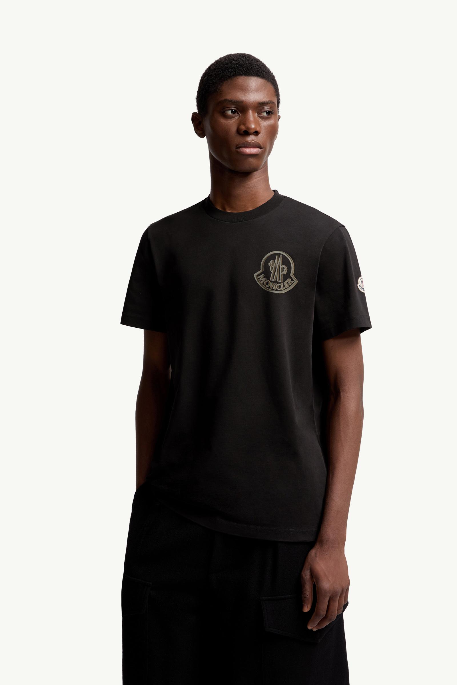 Moncler Logo Cotton T-Shirt Black Black