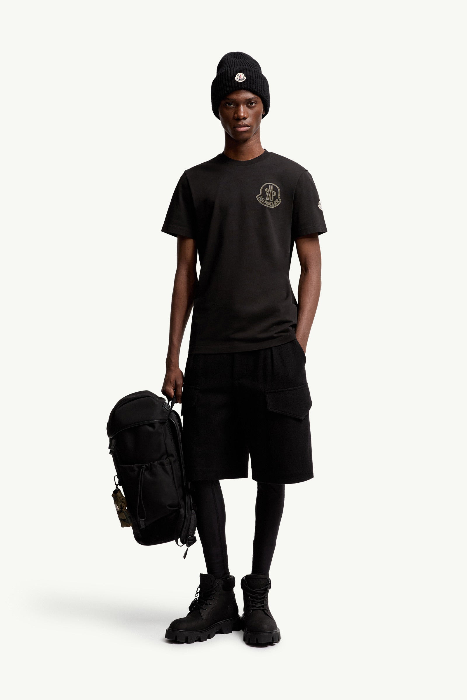 Moncler Logo Cotton T-Shirt Black Black