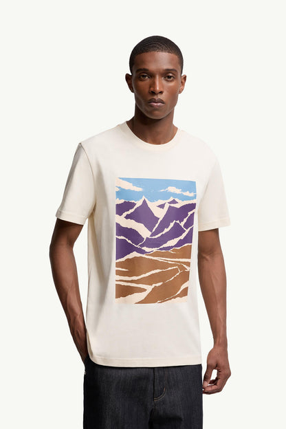 Moncler Mountain Print Cotton T-Shirt White White