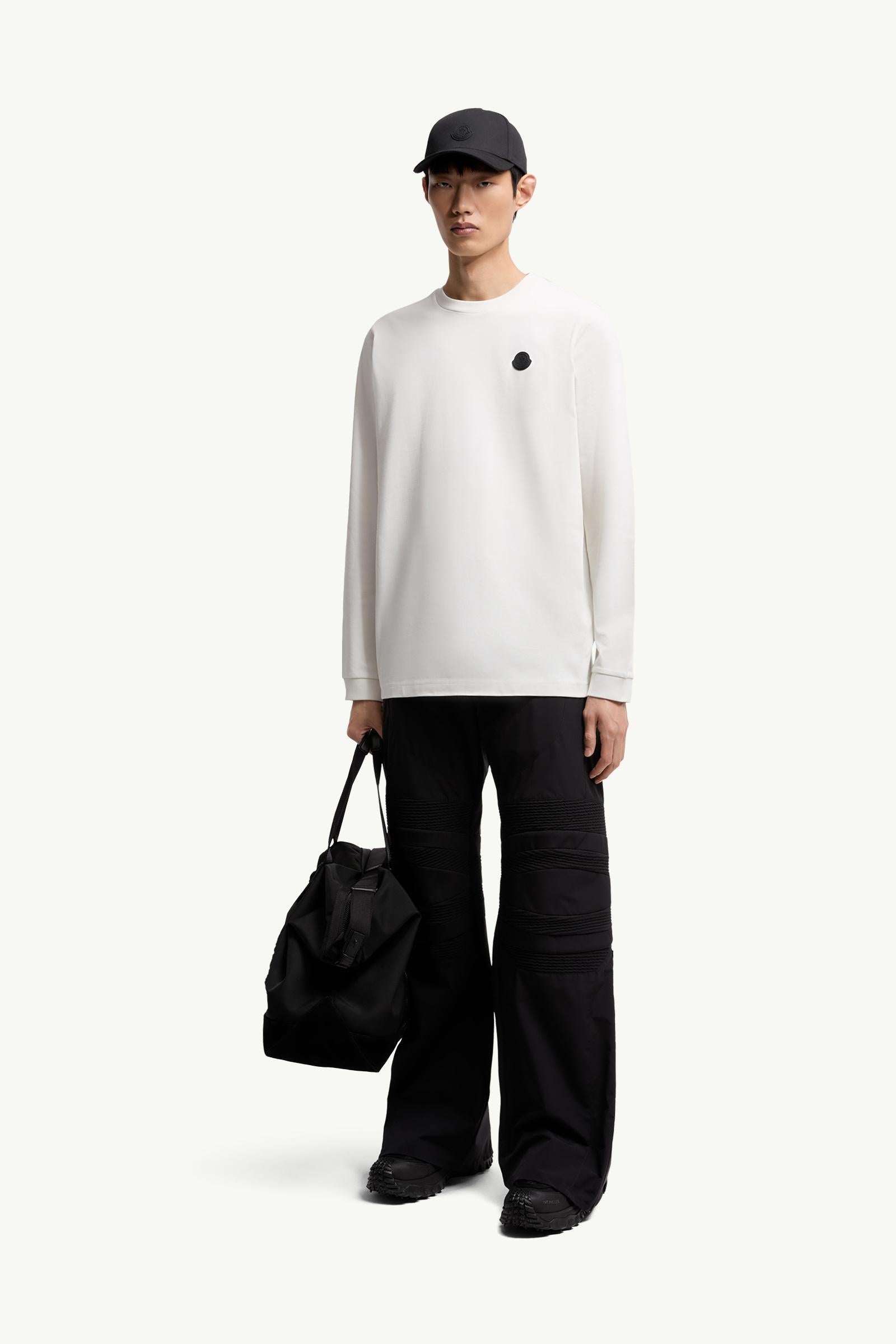 Moncler Graphic Logo Long Sleeve Cotton T-Shirt White White