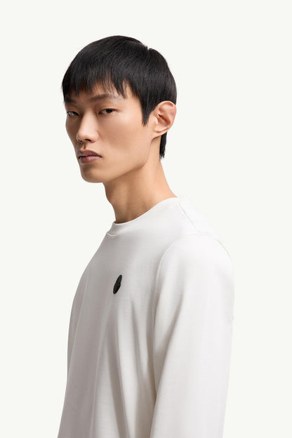 Moncler Graphic Logo Long Sleeve Cotton T-Shirt White White