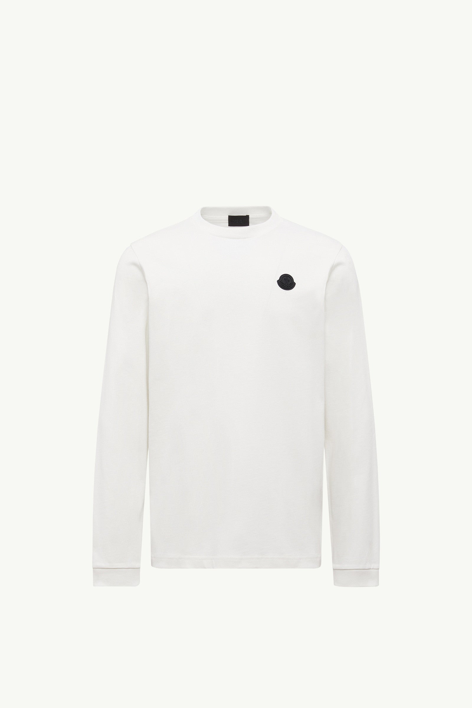 Moncler Graphic Logo Long Sleeve Cotton T-Shirt White White