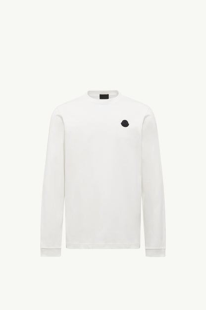 Moncler Graphic Logo Long Sleeve Cotton T-Shirt White White