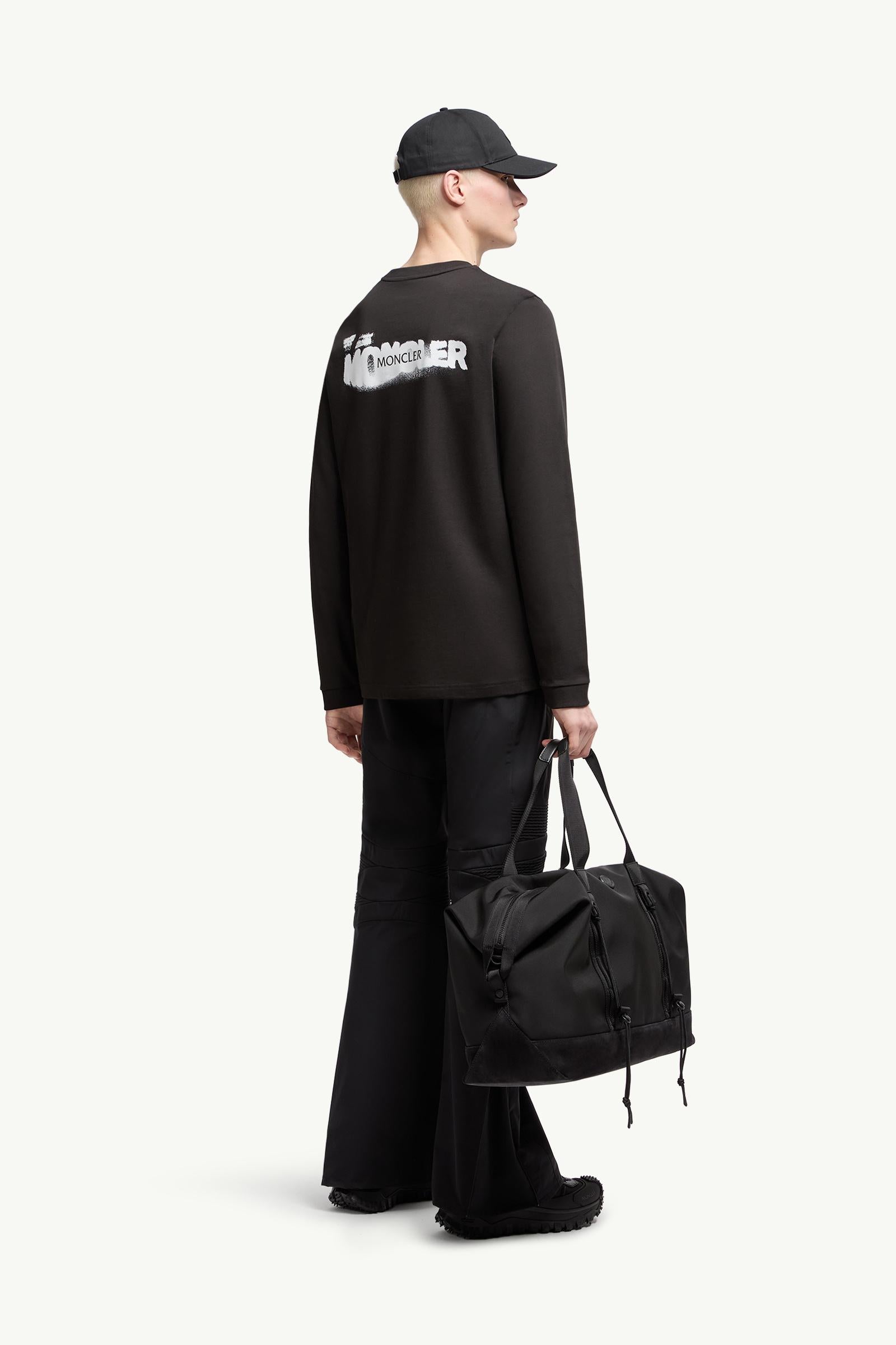 Moncler Graphic Logo Long Sleeve Cotton T-Shirt Black Black
