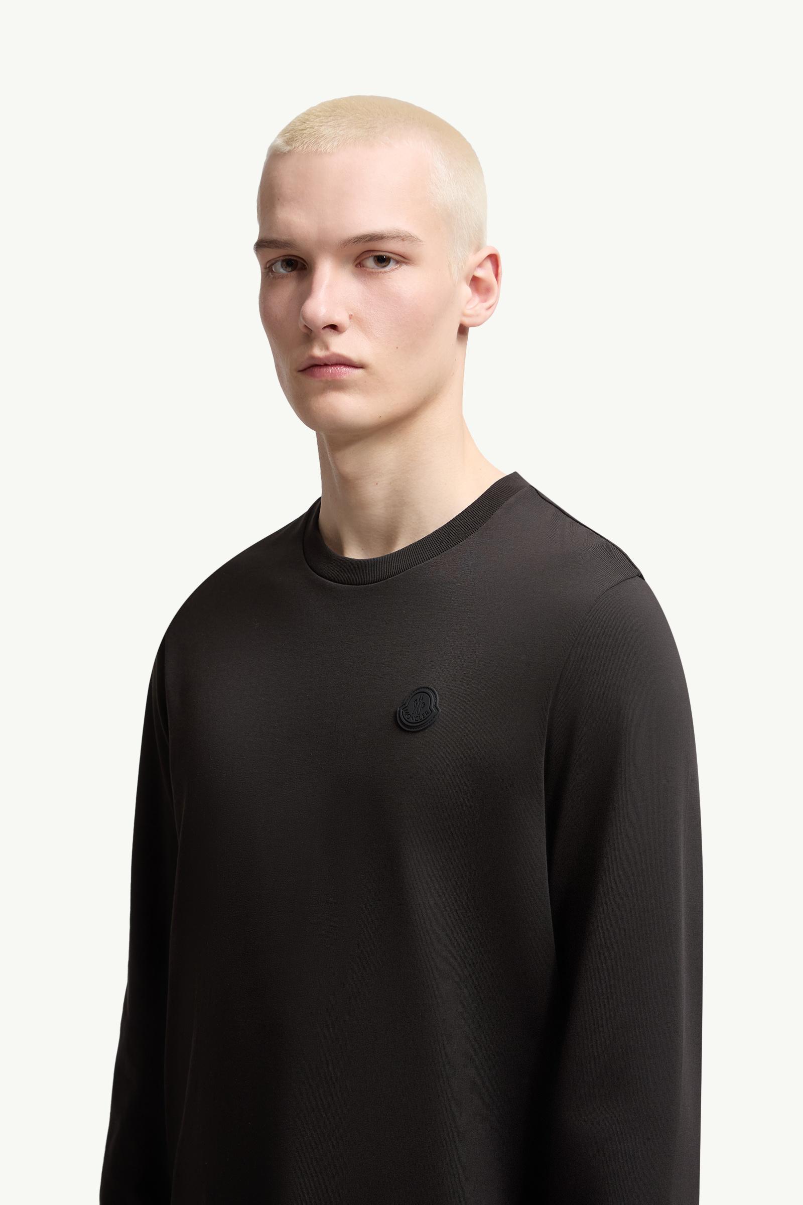 Moncler Graphic Logo Long Sleeve Cotton T-Shirt Black Black
