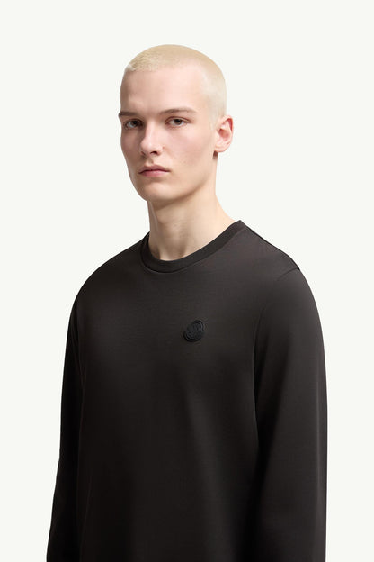 Moncler Graphic Logo Long Sleeve Cotton T-Shirt Black Black