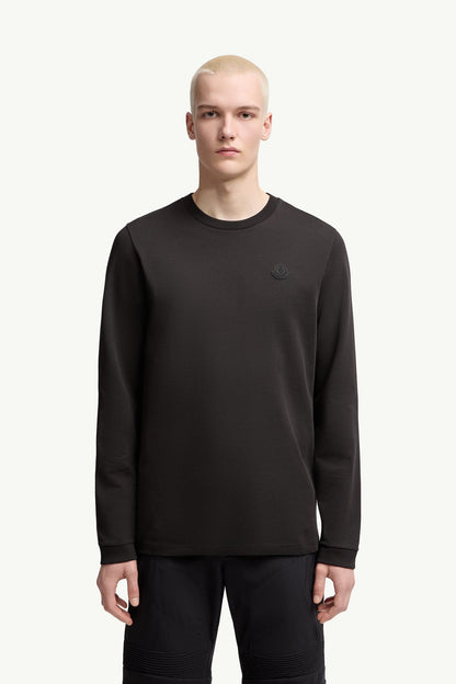 Moncler Graphic Logo Long Sleeve Cotton T-Shirt Black Black