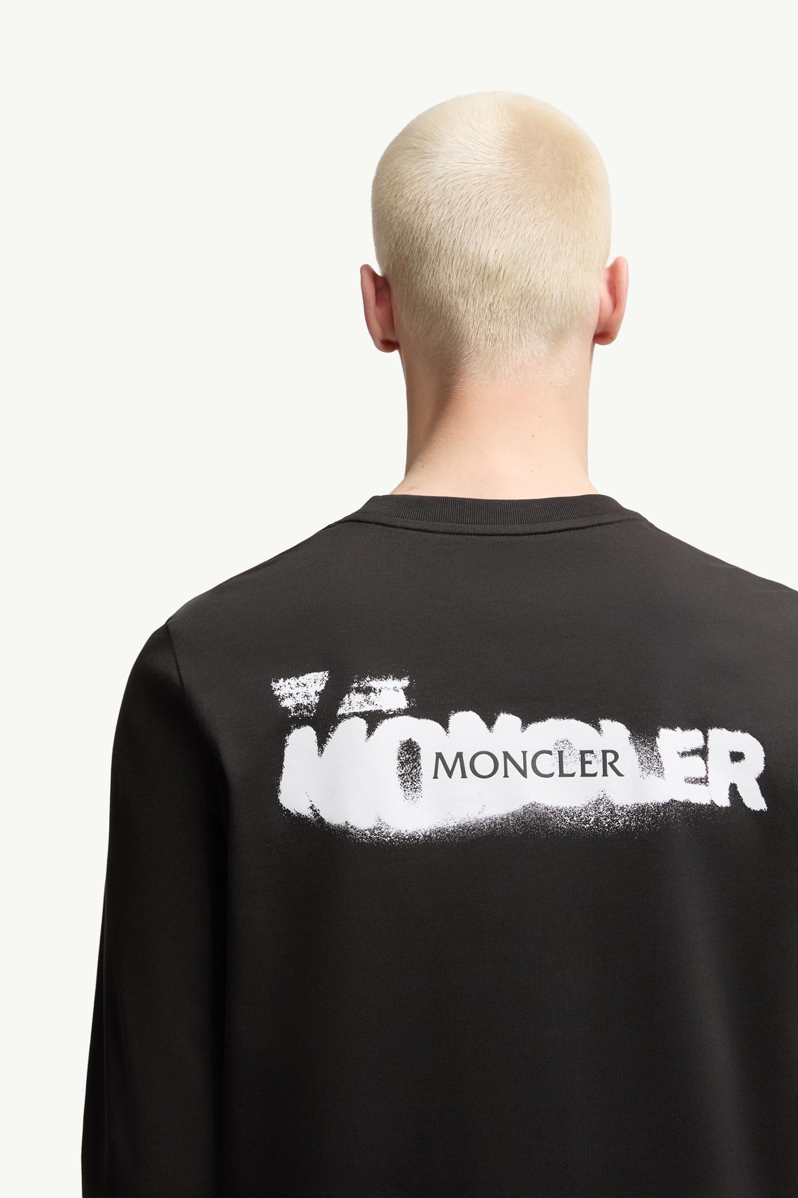 Moncler Graphic Logo Long Sleeve Cotton T-Shirt Black Black