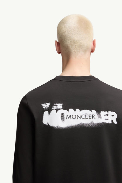 Moncler Graphic Logo Long Sleeve Cotton T-Shirt Black Black