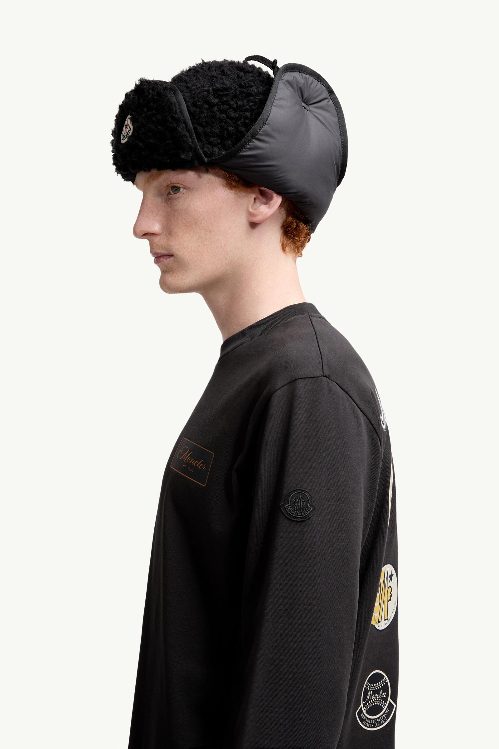 Moncler Cartoon Logos Long Sleeve Cotton T-Shirt Black Black