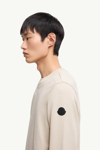 Moncler Logo Patch Cotton Sweatshirt Light Beige Light Beige