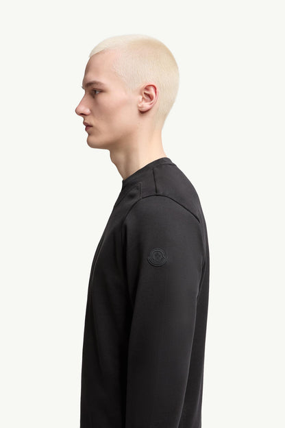 Moncler Logo Patch Cotton Sweatshirt Black Black