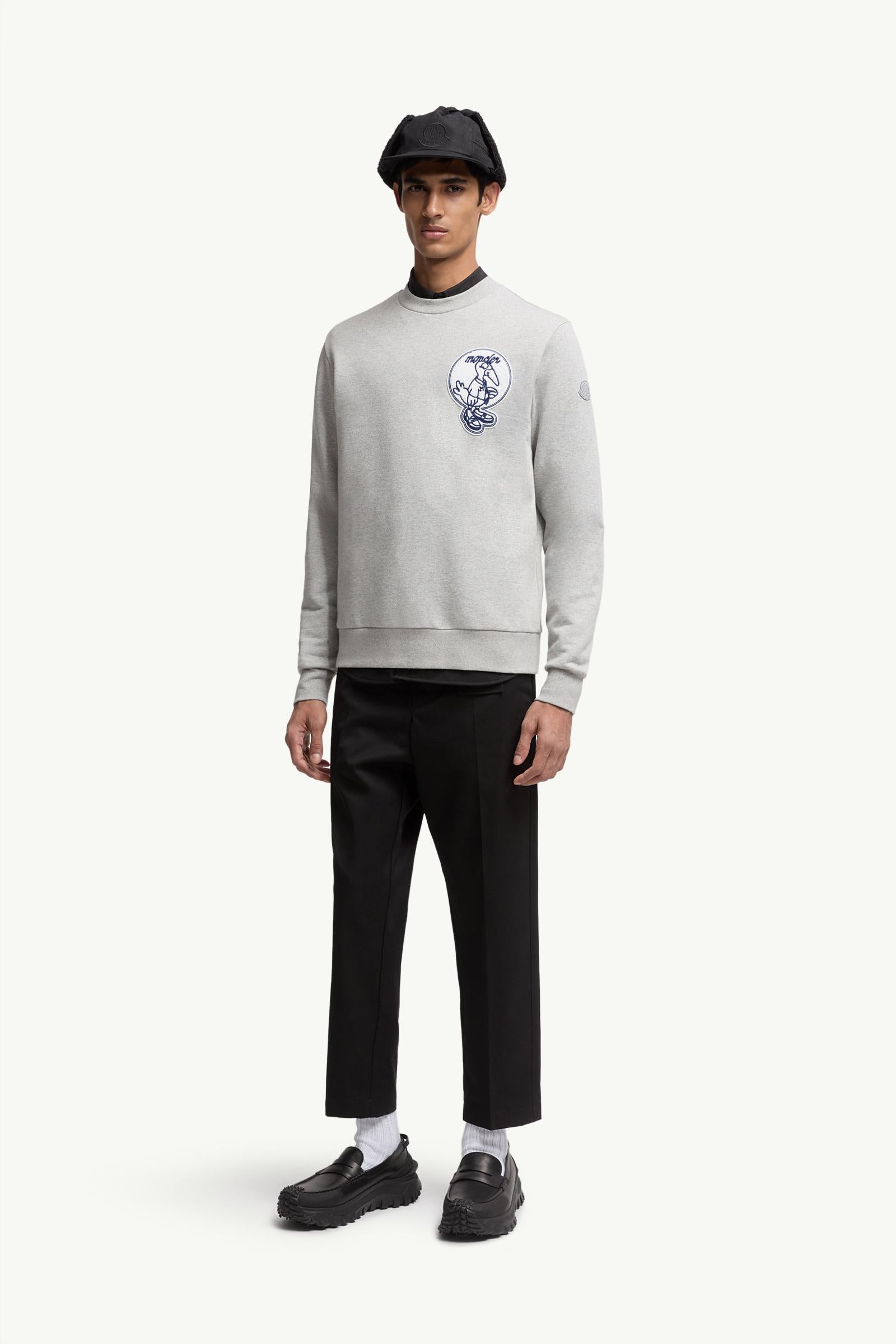 Moncler Mascot Patch Cotton Sweatshirt Grey Grey