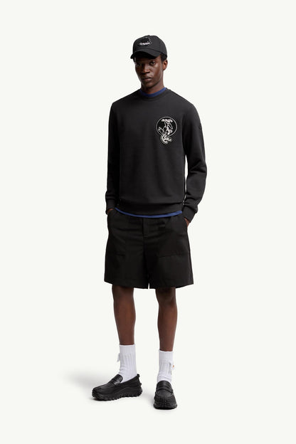 Moncler Mascot Patch Cotton Sweatshirt Black Black