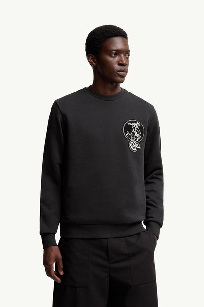 Moncler Mascot Patch Cotton Sweatshirt Black Black
