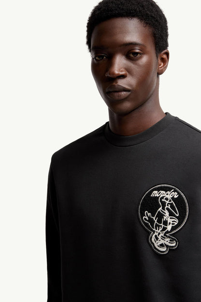 Moncler Mascot Patch Cotton Sweatshirt Black Black