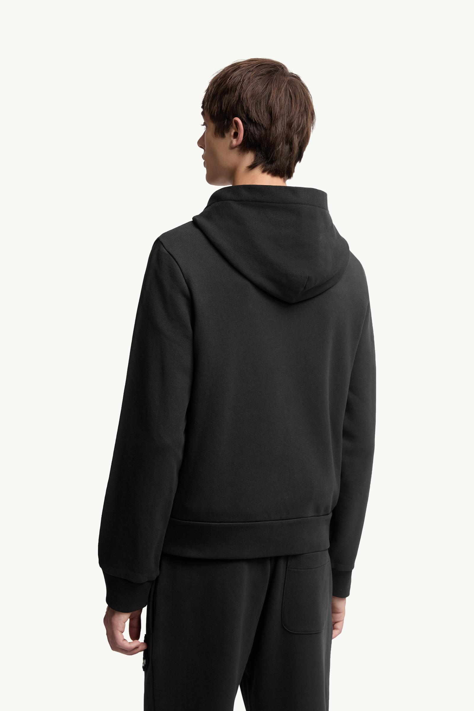 Moncler Logo Cotton Zip-Up Hoodie Black Black