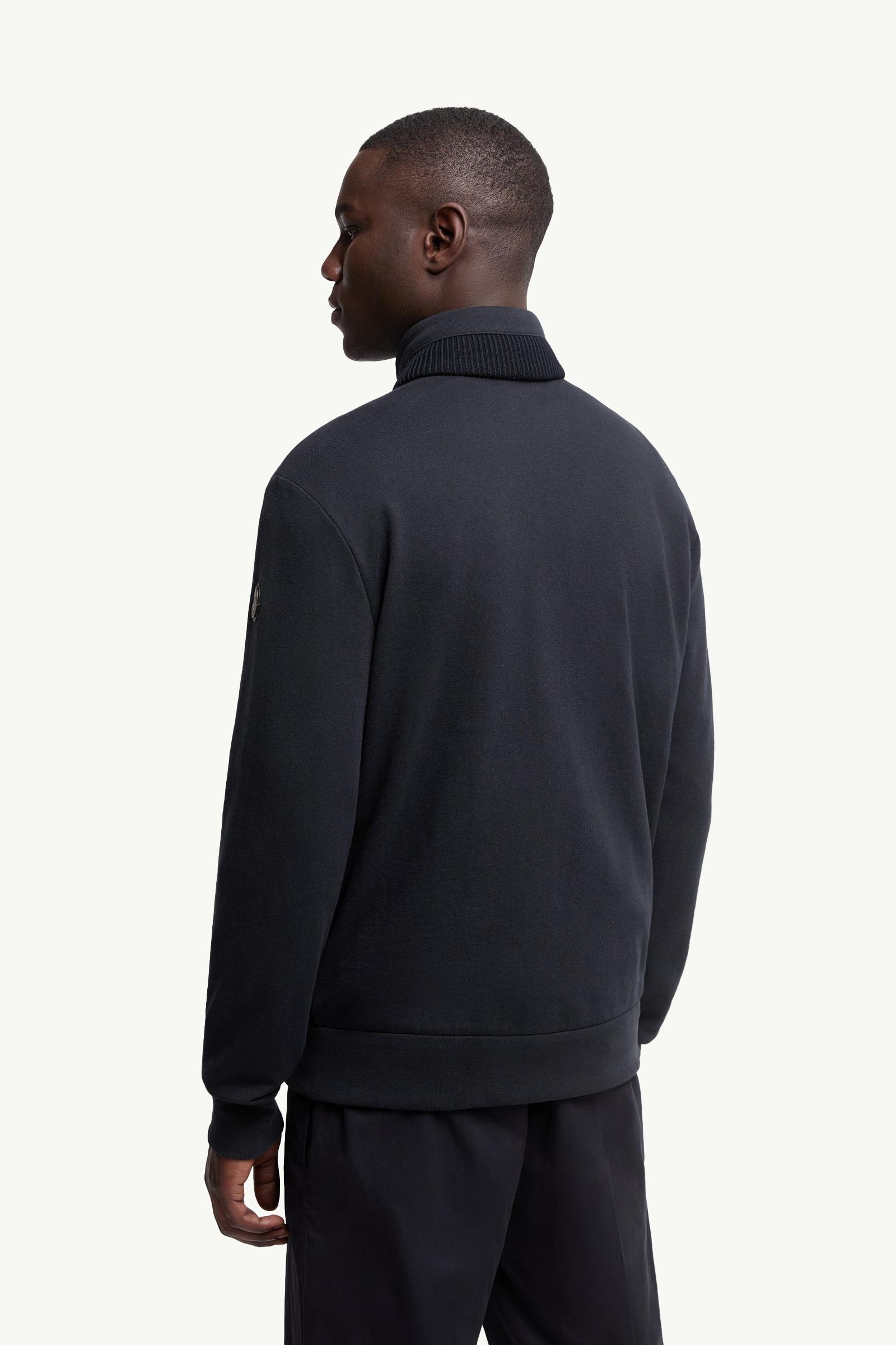 Moncler Cotton & Cashmere Zip-Up Sweatshirt Navy Blue Navy Blue