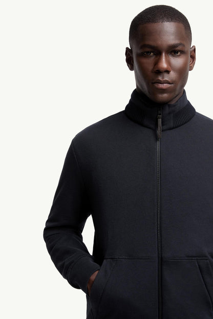 Moncler Cotton & Cashmere Zip-Up Sweatshirt Navy Blue Navy Blue