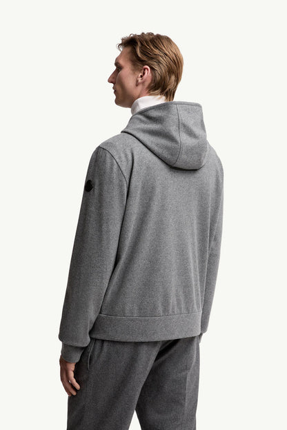 Moncler Wool Blend Zip-Up Hoodie Grey Grey