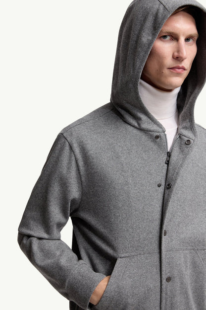 Moncler Wool Blend Zip-Up Hoodie Grey Grey