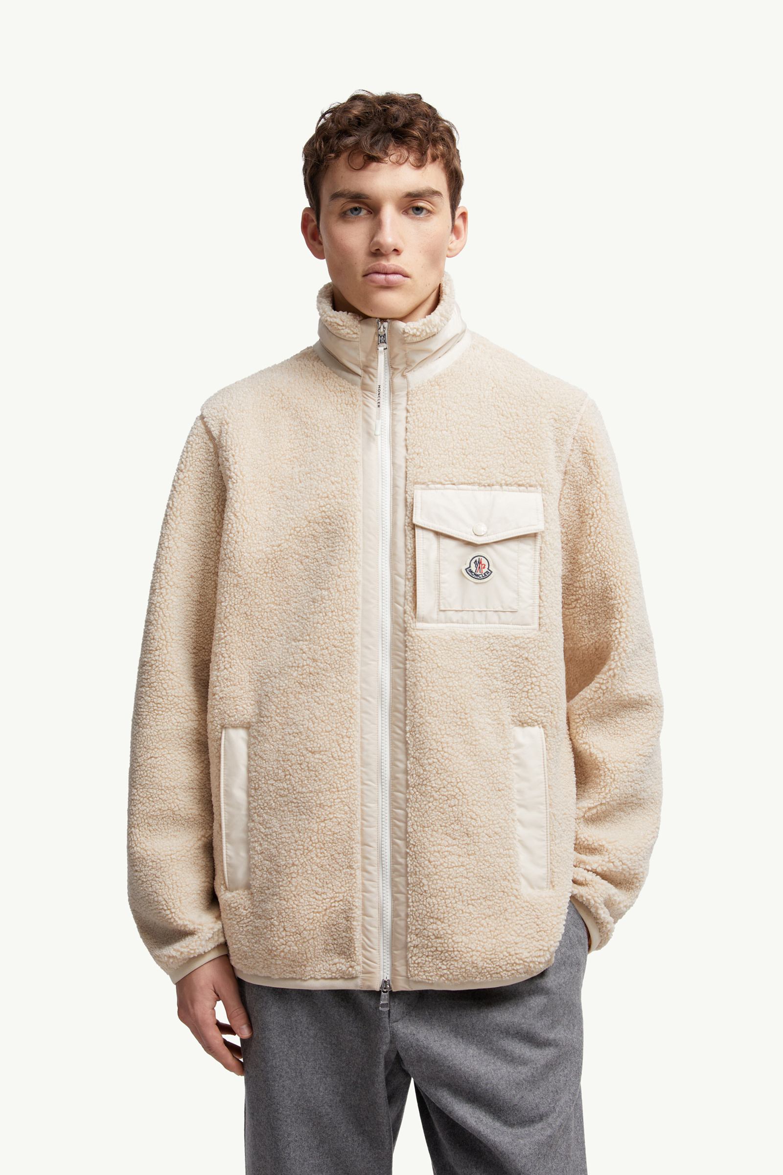 Moncler Teddy Zip-Up Sweatshirt With Pocket Light Beige Light Beige