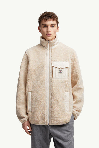 Moncler Teddy Zip-Up Sweatshirt With Pocket Light Beige Light Beige