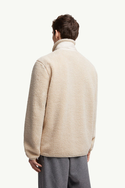 Moncler Teddy Zip-Up Sweatshirt With Pocket Light Beige Light Beige