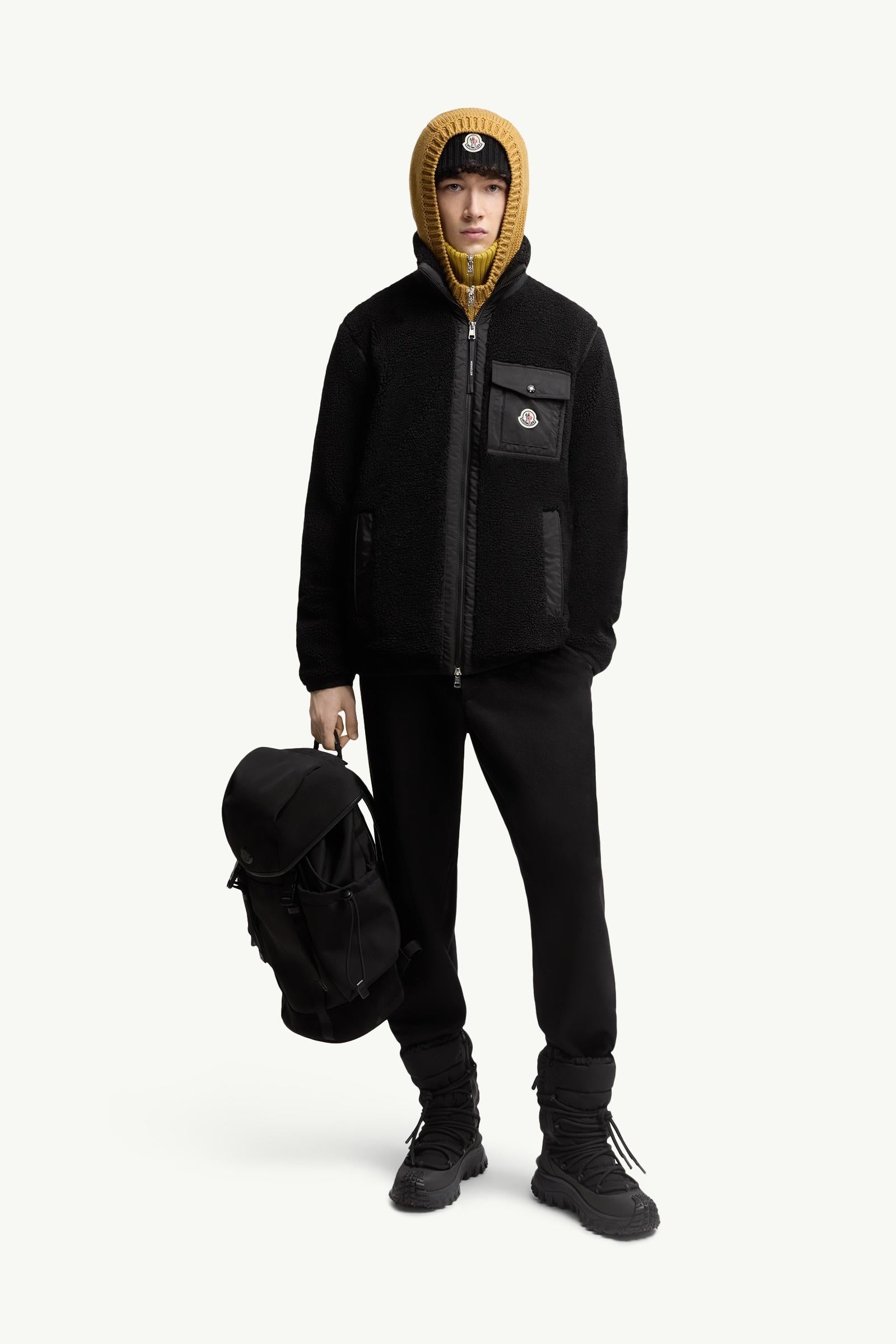 Moncler Teddy Zip-Up Sweatshirt With Pocket Black Black