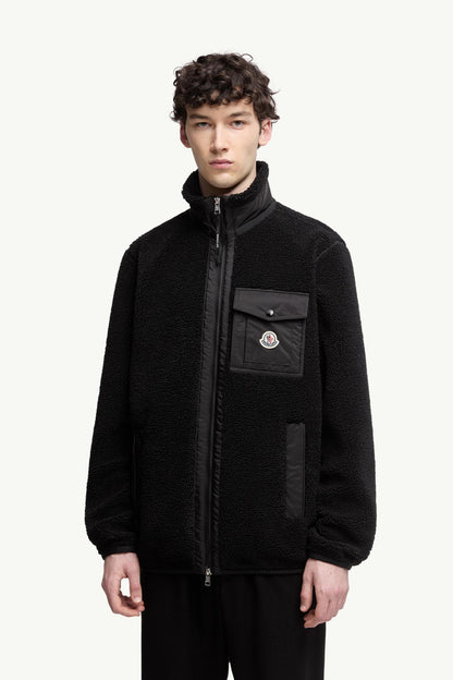Moncler Teddy Zip-Up Sweatshirt With Pocket Black Black