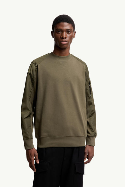 Moncler Cotton Blend Sweatshirt Olive Green Olive Green