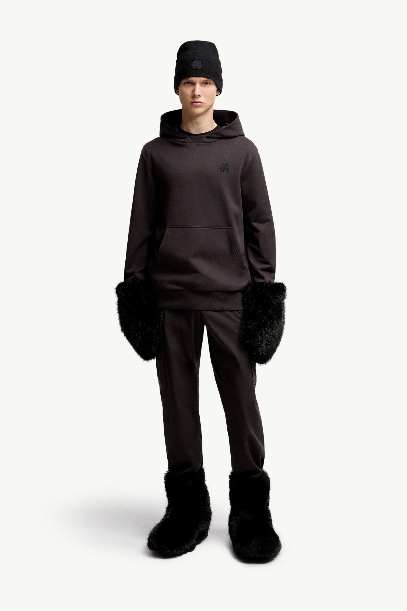 Moncler Tonal Back Logo Cotton Hoodie Dark Brown Dark Brown