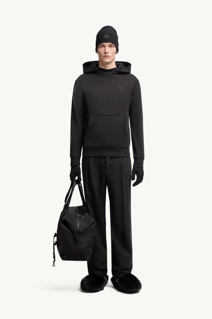 Moncler Tonal Back Logo Cotton Hoodie Black Black