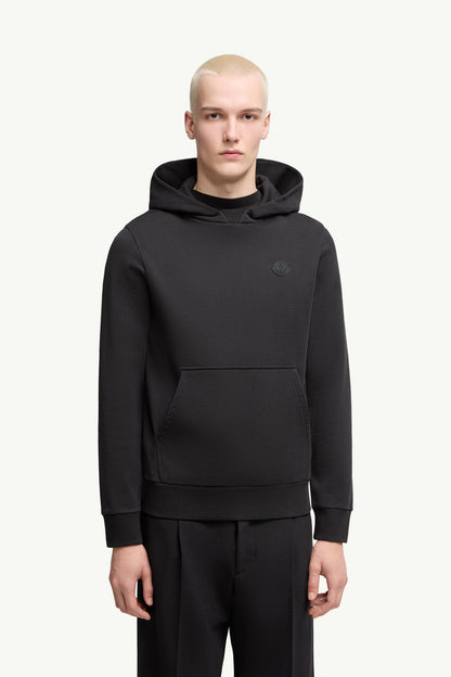 Moncler Tonal Back Logo Cotton Hoodie Black Black
