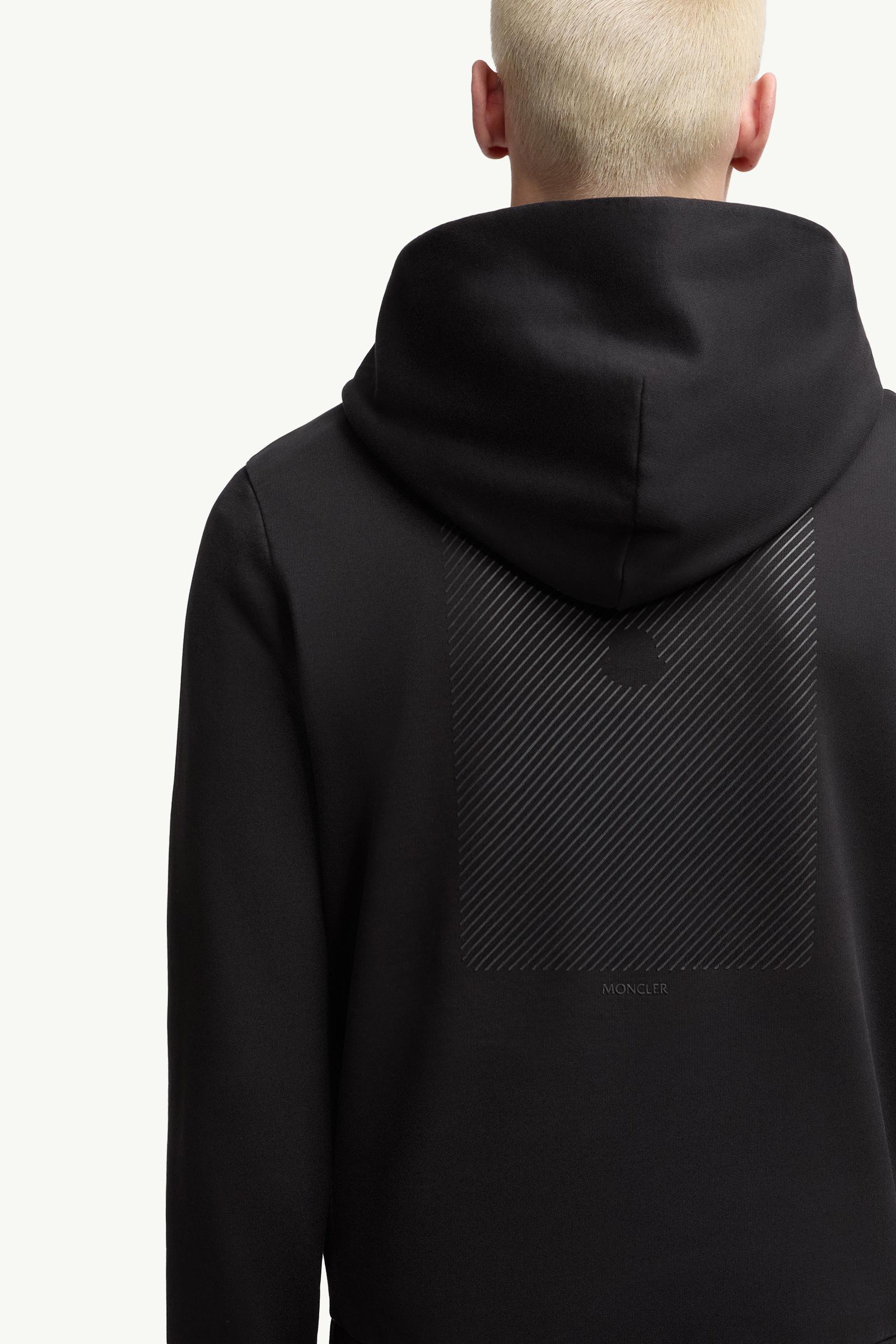 Moncler Tonal Back Logo Cotton Hoodie Black Black
