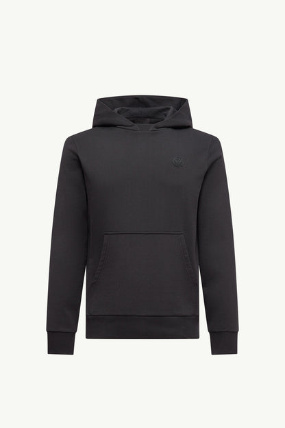Moncler Tonal Back Logo Cotton Hoodie Black Black