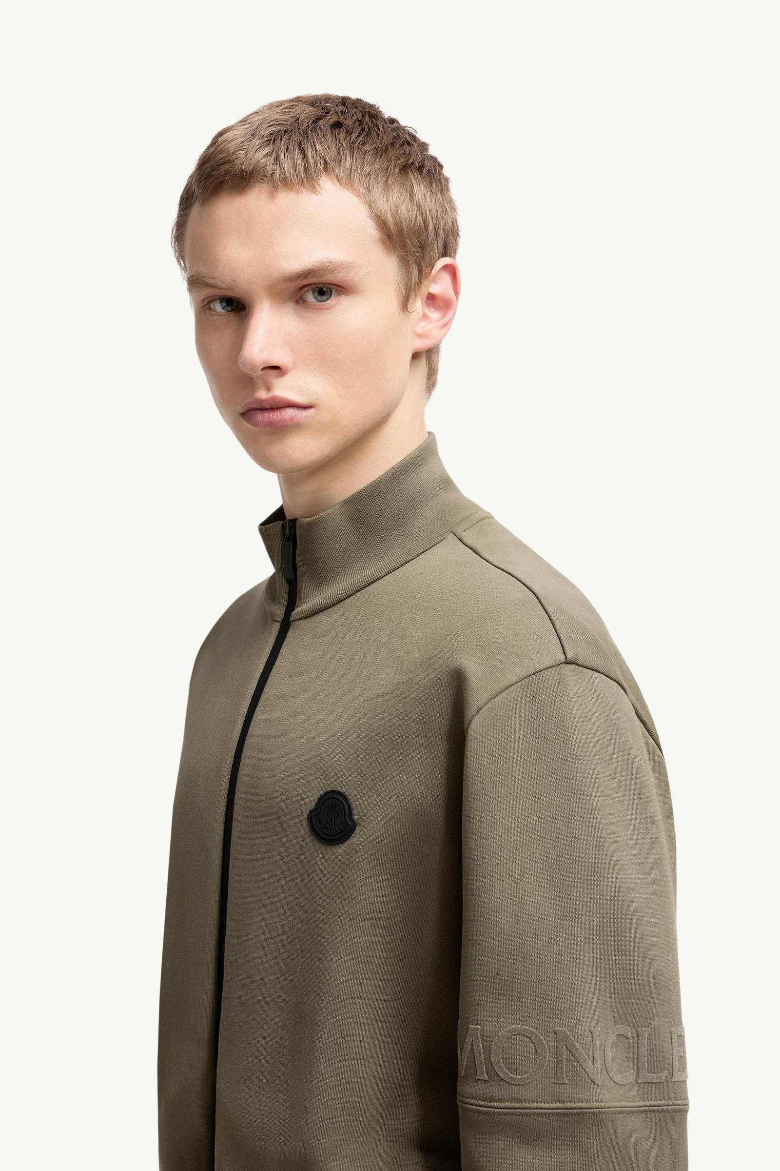 Moncler Cotton Zip-Up Sweatshirt Olive Green Olive Green
