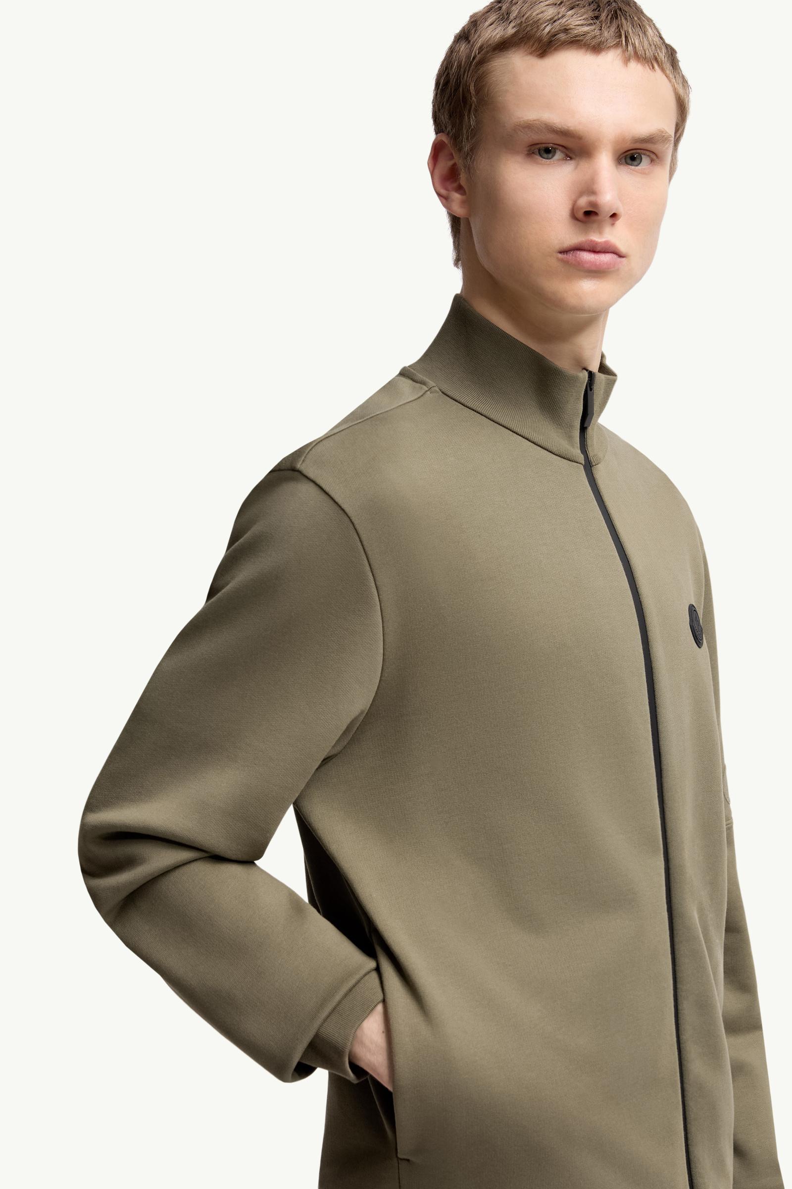 Moncler Cotton Zip-Up Sweatshirt Olive Green Olive Green