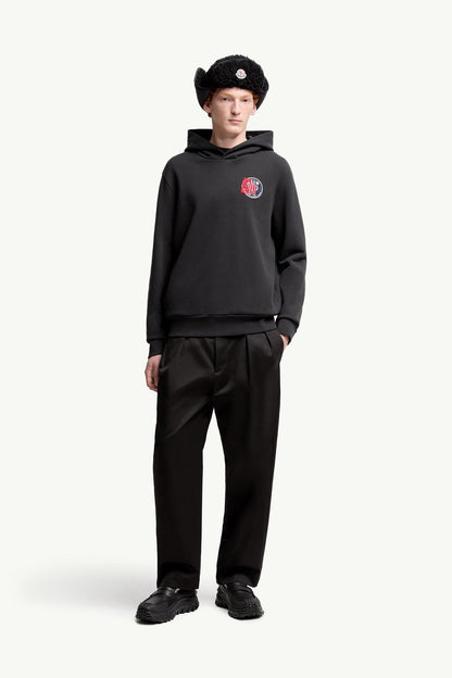 Moncler Star Logo Patch Cotton Hoodie Black Black