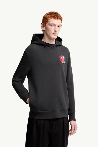 Moncler Star Logo Patch Cotton Hoodie Black Black