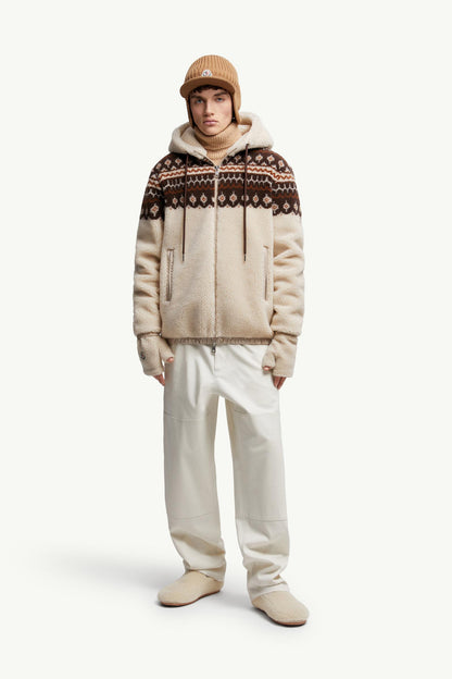 Moncler Geometric Jacquard Wool Blend Hoodie Multicolour Multicolour