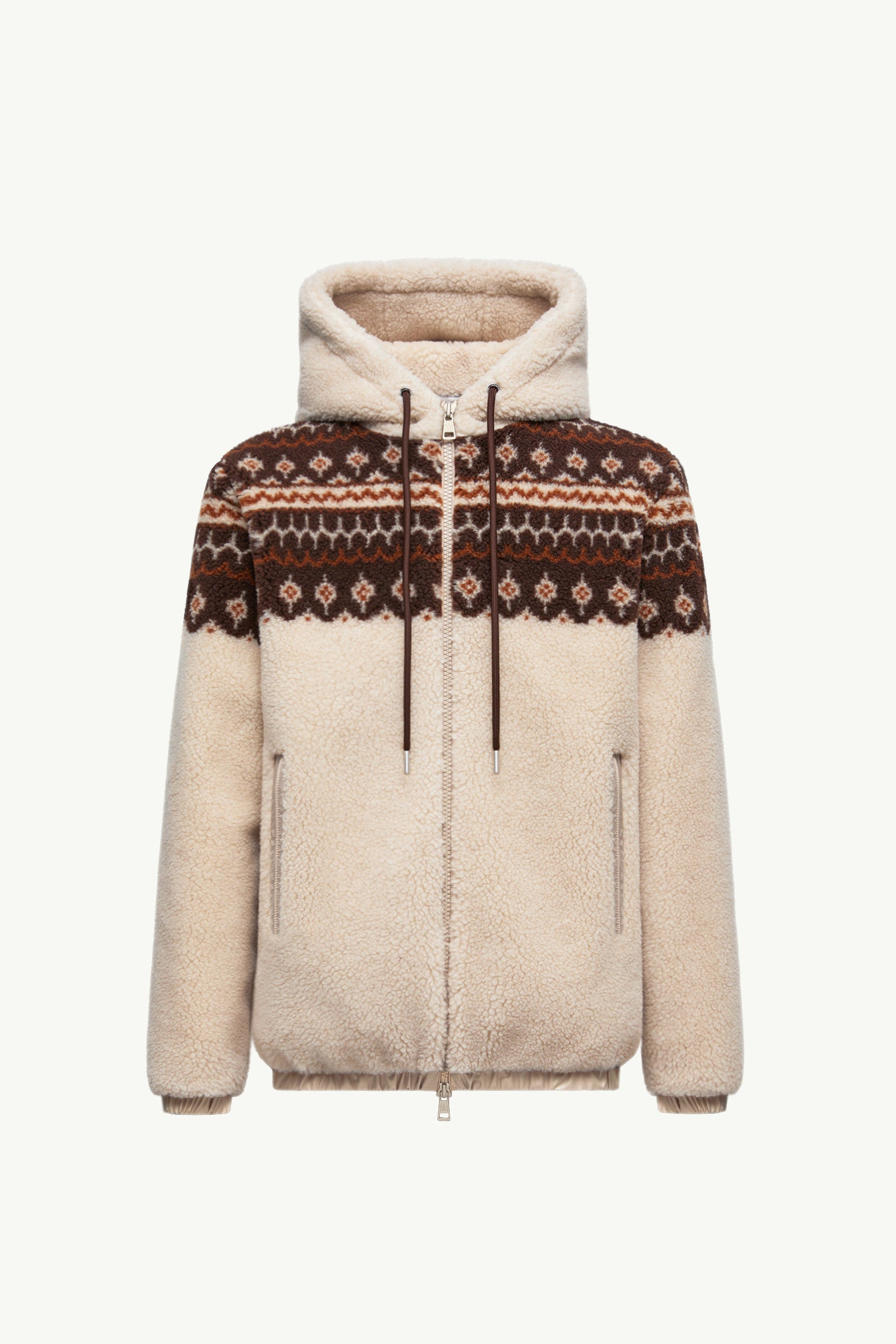 Moncler Geometric Jacquard Wool Blend Hoodie Multicolour Multicolour