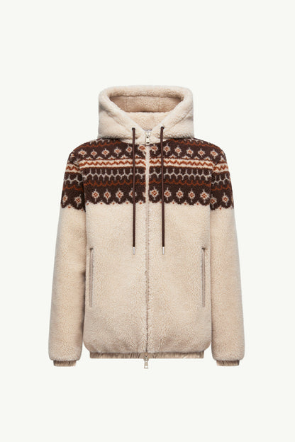 Moncler Geometric Jacquard Wool Blend Hoodie Multicolour Multicolour